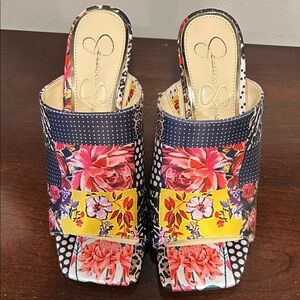 Jessica Simpson Multicolor Floral Mules